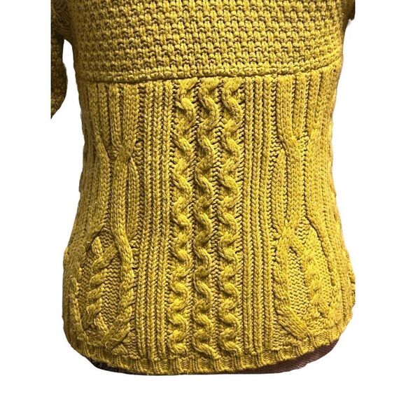 Ivy Jane Mustard Yellow Thick Knit Short Sleeve Button Front Sweater Cardigan - Picture 6 of 8